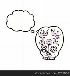 cartoon sugar skull with thought bubble