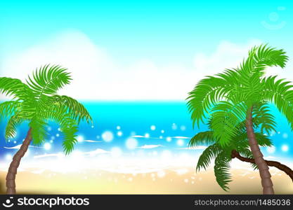 Cartoon summer exotic beach palms and sand