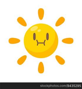 Cartoon sun with cute cartoon faces for children.