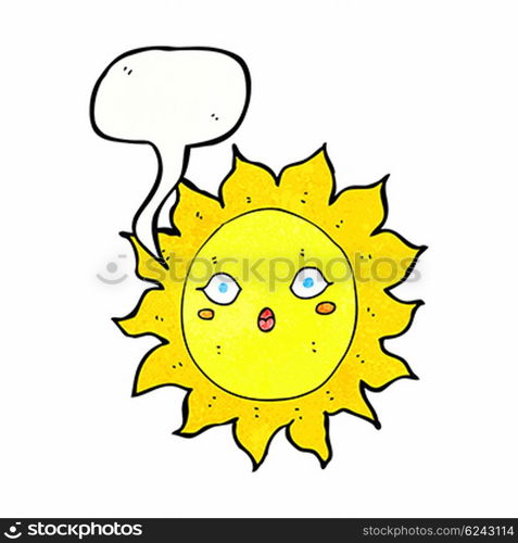 cartoon sun with speech bubble