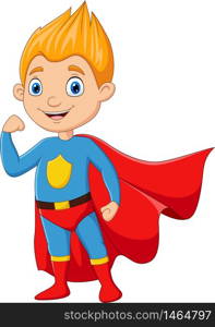 Cartoon superhero boy isolated on white background