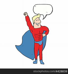 cartoon superhero with speech bubble