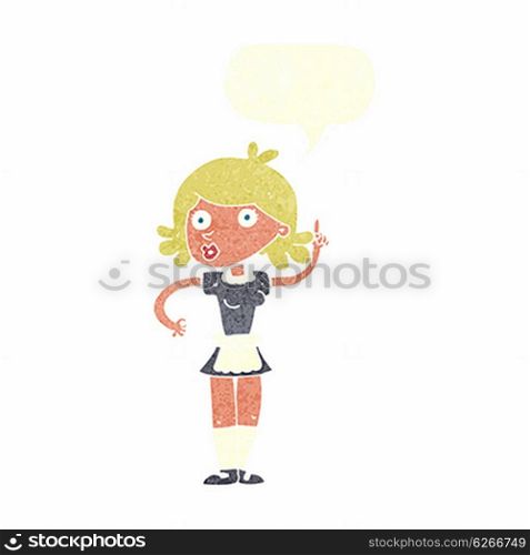 cartoon surprised maid with speech bubble