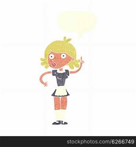 cartoon surprised maid with speech bubble