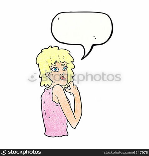 cartoon surprised woman with speech bubble