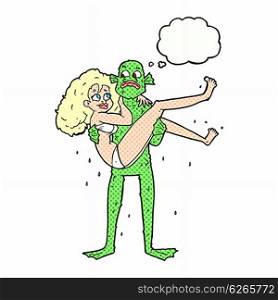 cartoon swamp monster carrying woman