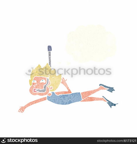 cartoon swimmer with snorkel with thought bubble