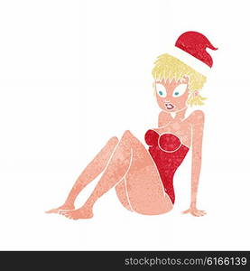 cartoon swimsuit model in christmas hat