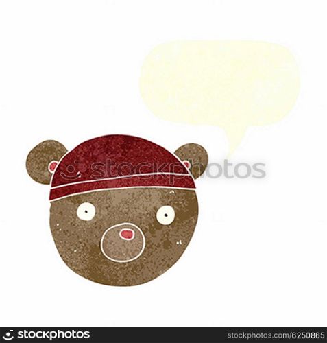 cartoon teddy bear hat with speech bubble