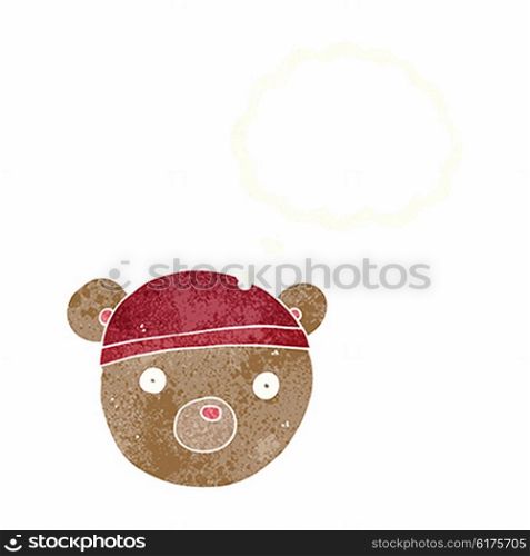 cartoon teddy bear hat with thought bubble