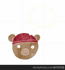 cartoon teddy bear hat with thought bubble