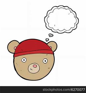 cartoon teddy bear head with thought bubble