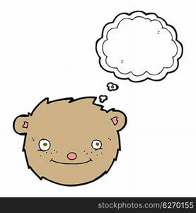 cartoon teddy bear head with thought bubble