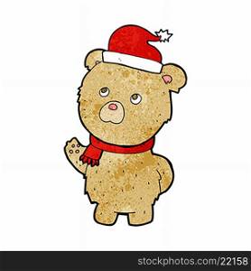 cartoon teddy bear wearing christmas hat