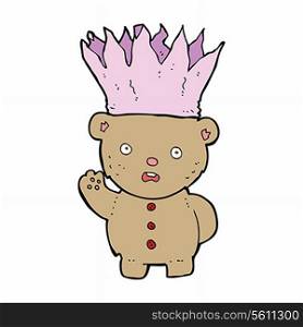 cartoon teddy bear wearing paper crown