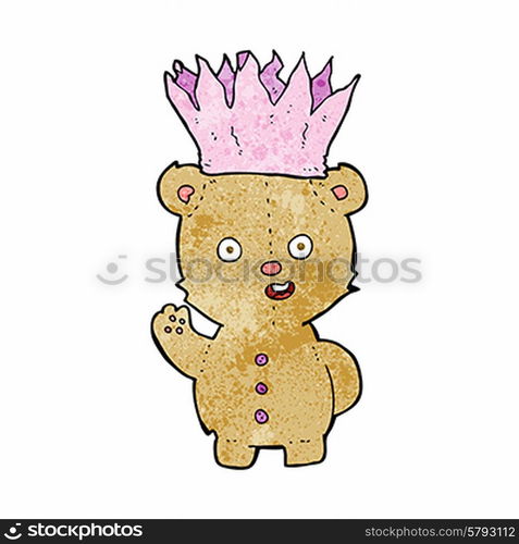 cartoon teddy bear wearing paper crown