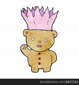 cartoon teddy bear wearing paper crown