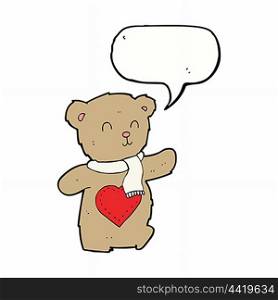 cartoon teddy bear with love heart with speech bubble