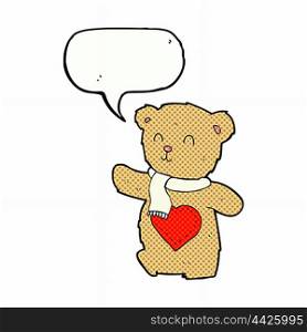 cartoon teddy bear with love heart with speech bubble