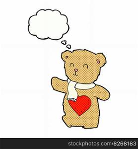 cartoon teddy bear with love heart with thought bubble