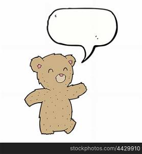 cartoon teddy bear with speech bubble