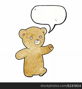 cartoon teddy bear with speech bubble