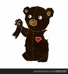 cartoon teddy black bear with torn arm