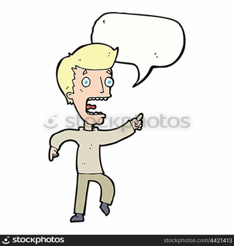 cartoon terrified man with speech bubble