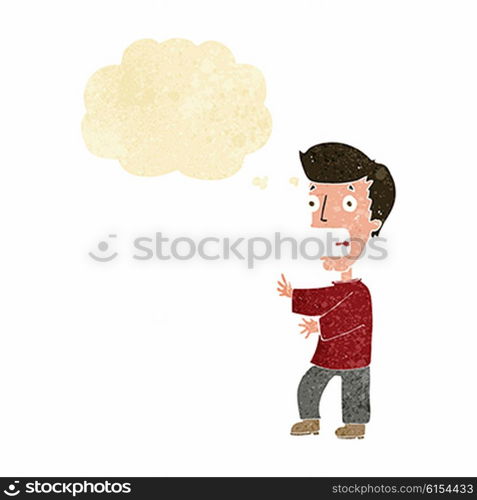 cartoon terrified man with thought bubble