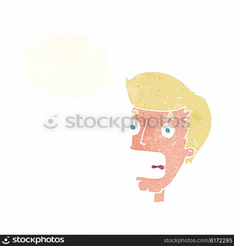 cartoon terrified man with thought bubble