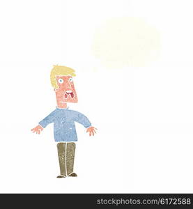 cartoon terrified man with thought bubble