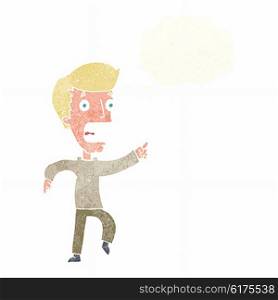 cartoon terrified man with thought bubble