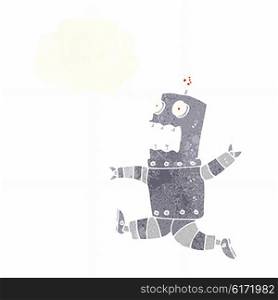 cartoon terrified robot with thought bubble