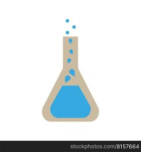 Cartoon test flask blue. Blue liquid drips into the flask. Vector illustration. Stock image. EPS 10.. Cartoon test flask blue. Blue liquid drips into the flask. Vector illustration. Stock image. 
