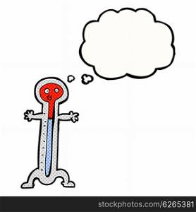 cartoon thermometer with thought bubble