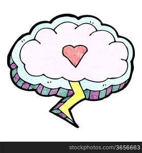 cartoon thunder cloud with love heart