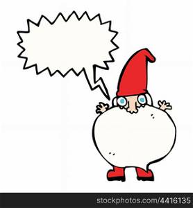 cartoon tiny santa with speech bubble