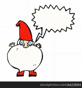 cartoon tiny santa with speech bubble