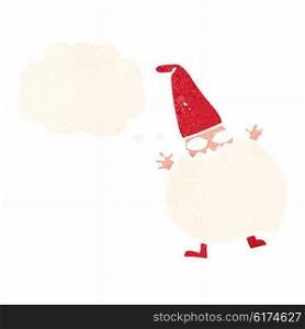 cartoon tiny santa with thought bubble