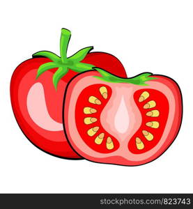 Cartoon tomato vegetable on white. Hand draw vector Illustration, eps 10