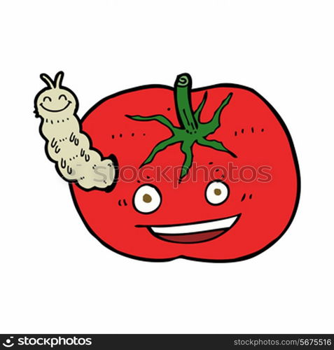 cartoon tomato with bug