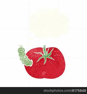 cartoon tomato with bug with thought bubble
