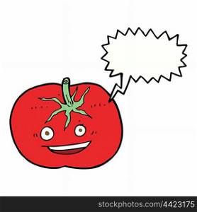 cartoon tomato with speech bubble