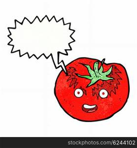 cartoon tomato with speech bubble