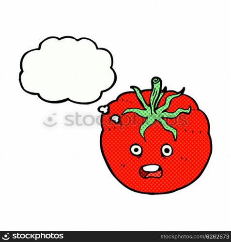cartoon tomato with thought bubble