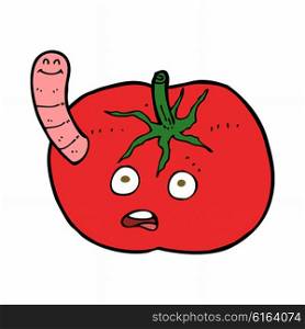 cartoon tomato with worm
