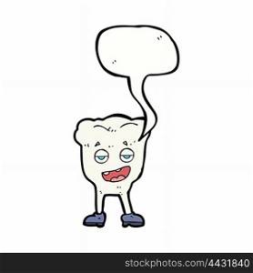 cartoon tooth looking smug with speech bubble