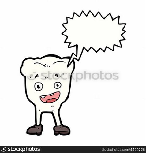 cartoon tooth with speech bubble
