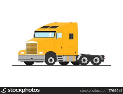 Cartoon tractor unit. Conventional semi tractor without trailer. Vector without gradients.