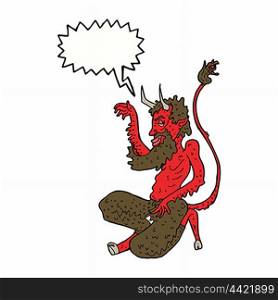 cartoon traditional devil with speech bubble